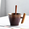 Coarse Pottery Mug with Wooden Handgrip