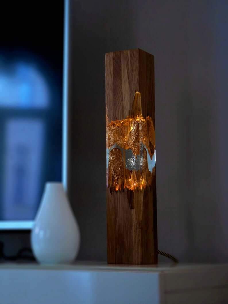 Epoxy Wood Resin Lamp - Epoxy Lamp - Gift - Epoxy Resin Art by