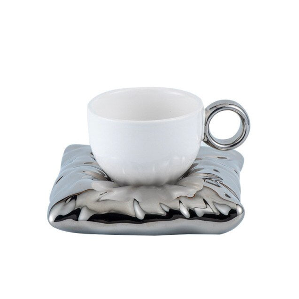 Body Pillow Coffee cup and saucer on a white background. 