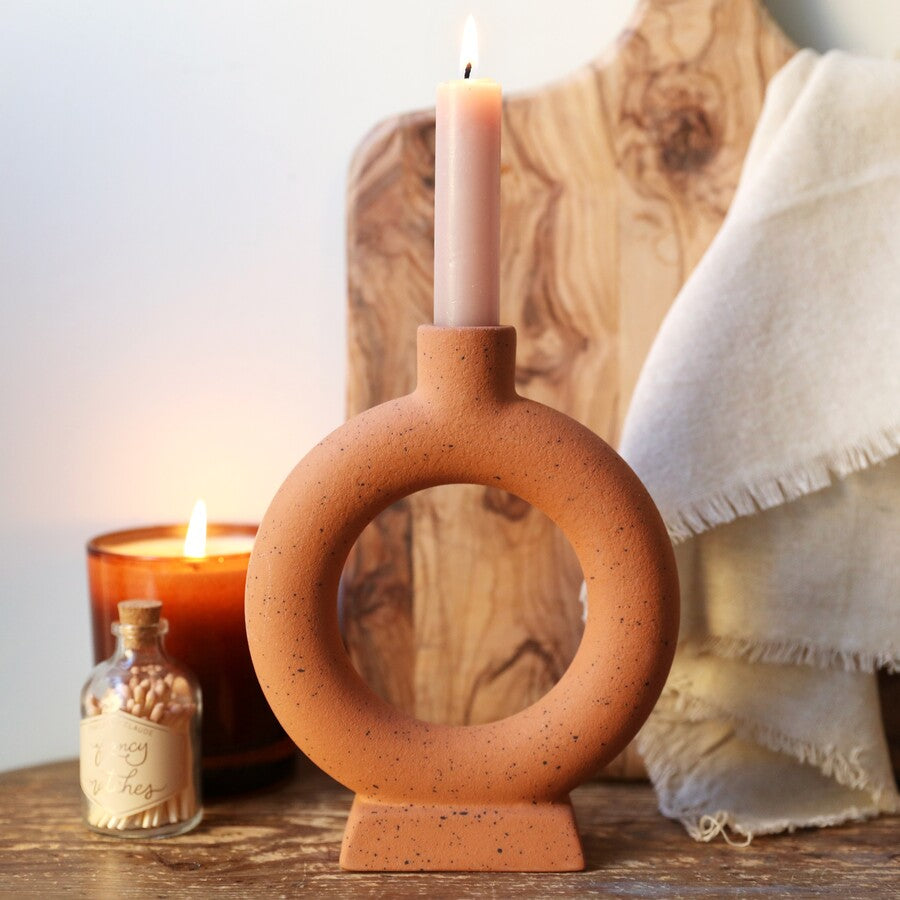 Terracotta Ring Candlestick Holder